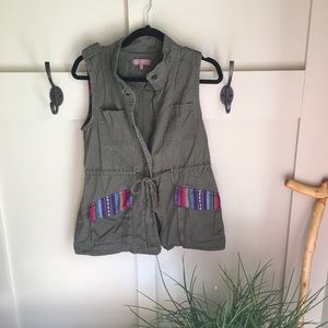Sassy, army green, vest with rainbow detailing!